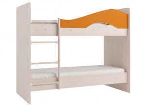 Кровать 2-х ярусная Мая на латофлексах млечный дуб, оранжевая в Верхней Пышме - verhnyaya-pyshma.magazinmebel.ru | фото