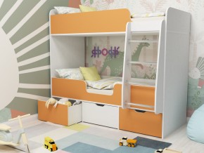 Кровать двухъярусная Малыш двойняшка белый-оранжевый в Верхней Пышме - verhnyaya-pyshma.magazinmebel.ru | фото