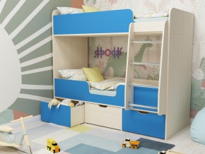 Кровать двухъярусная Малыш двойняшка дуб молочный-голубой в Верхней Пышме - verhnyaya-pyshma.magazinmebel.ru | фото