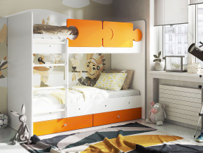 Кровать двухъярусная Тетрис латы с бортиками белый-оранжевый в Верхней Пышме - verhnyaya-pyshma.magazinmebel.ru | фото