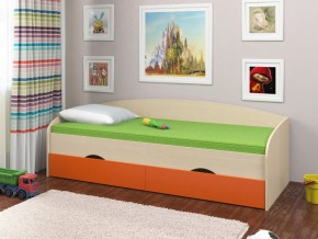 Кровать Соня 2 дуб молочный-оранжевый в Верхней Пышме - verhnyaya-pyshma.magazinmebel.ru | фото