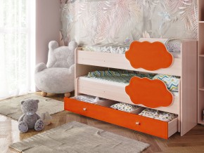Кровать Соник с ящиком млечный дуб-оранж в Верхней Пышме - verhnyaya-pyshma.magazinmebel.ru | фото