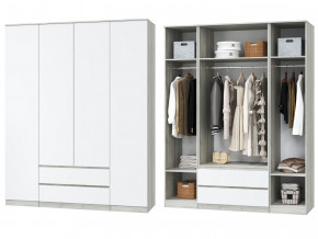 Шкаф для одежды четырехдверный Лори дуб серый, белый в Верхней Пышме - verhnyaya-pyshma.magazinmebel.ru | фото