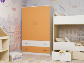 Шкаф двухстворчатый белый-оранж в Верхней Пышме - verhnyaya-pyshma.magazinmebel.ru | фото